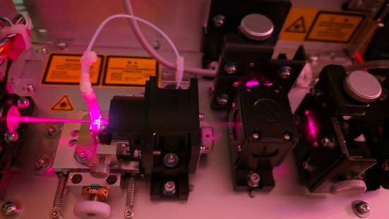 Wiązka lasera w torze optycznym pracowni